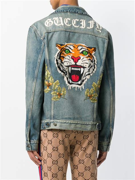 Gucci Denim Jacket Tiger for Men 